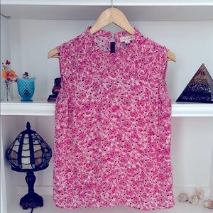 Maison Jules Pink Sleeveless Blouse with Mandarin Collar# 223
